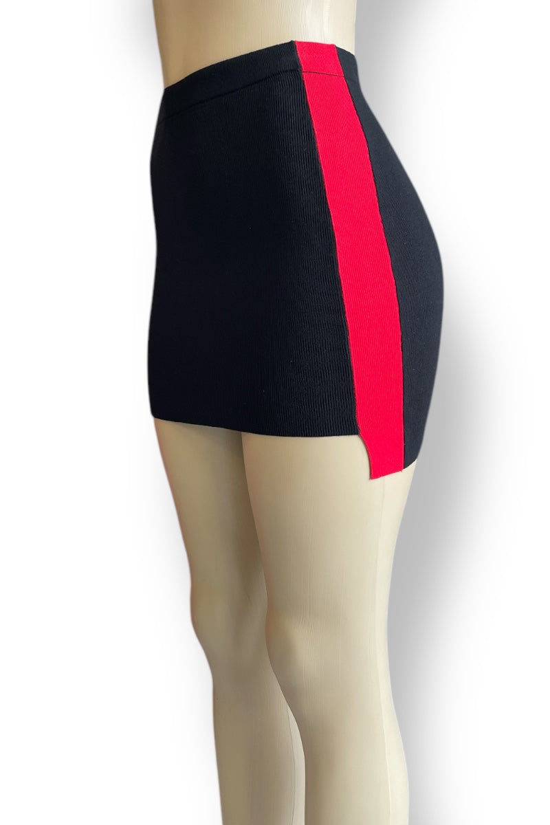 Color Block Ribbed Mini Skirt
