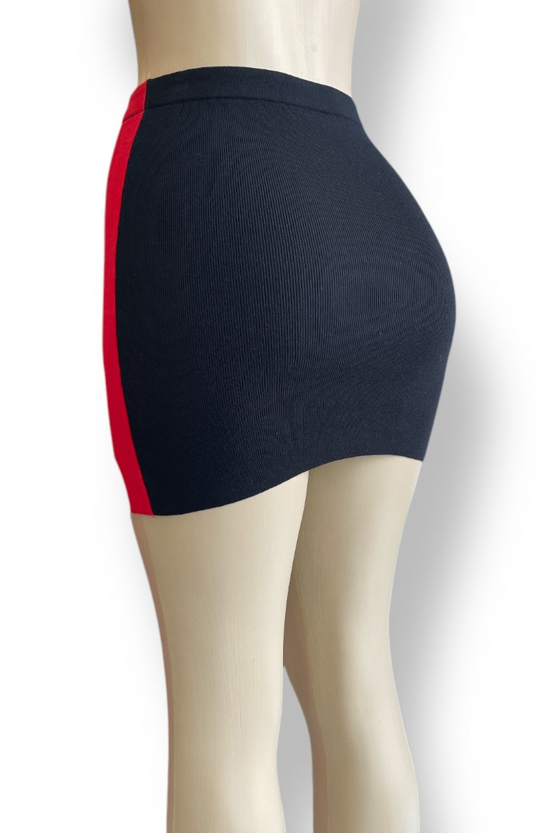 Color Block Ribbed Mini Skirt