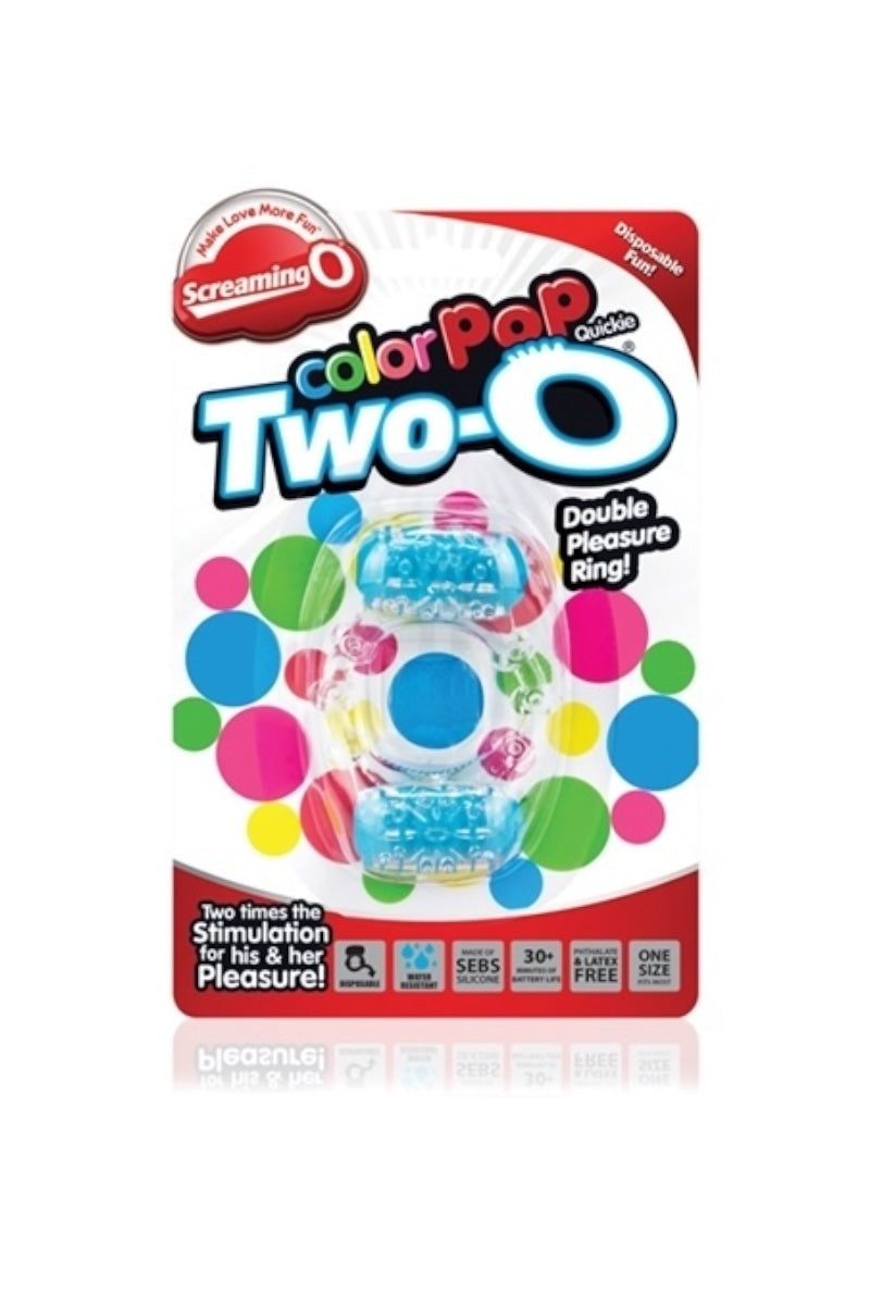 Package of 'Color Pop Two-O' product with colorful design on a white background