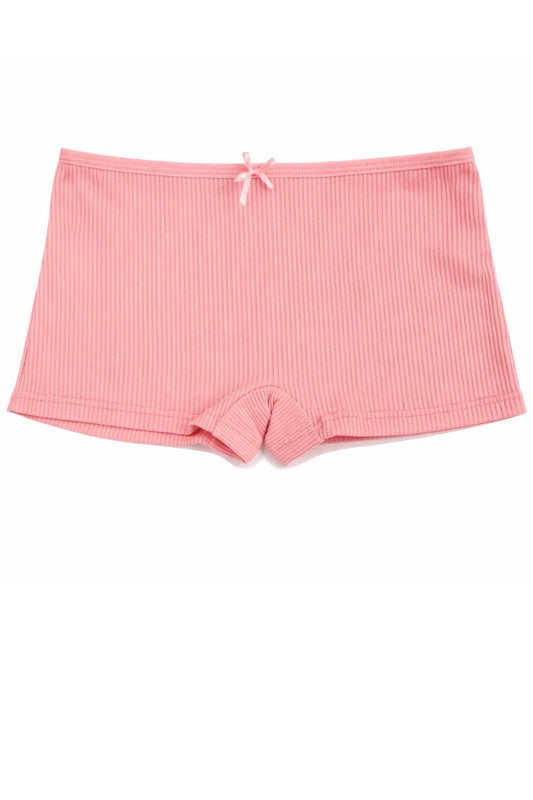 Pink ribbed shorts on a white background