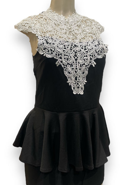 Crotchet Lace Peplum Top