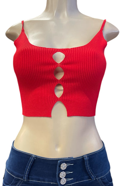 Cut Out Ribbed Cropped Cami