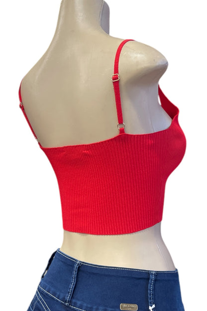 Cut Out Ribbed Cropped Cami