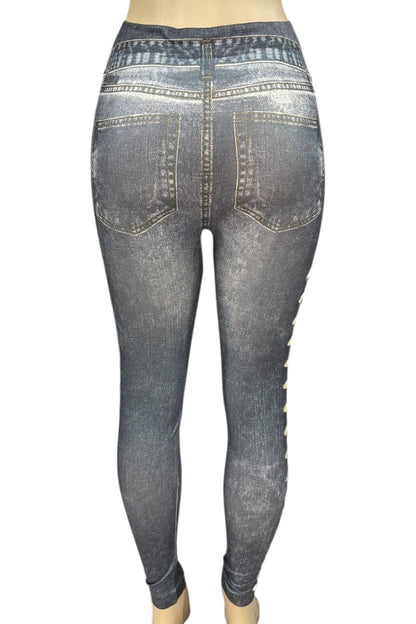 denim leggings on a white background