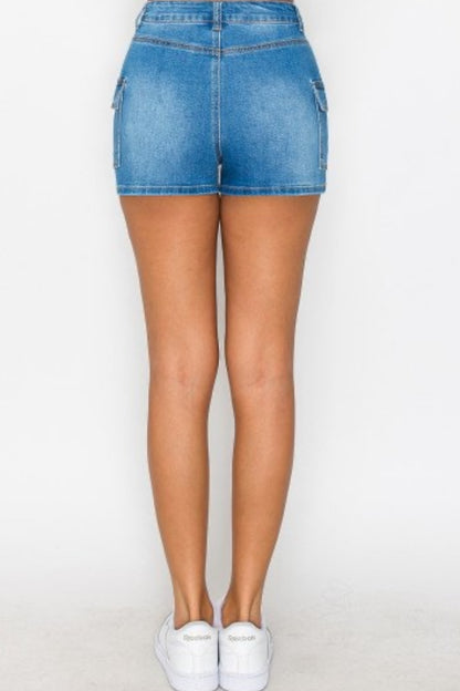 Denim Cargo Pocket Shorts