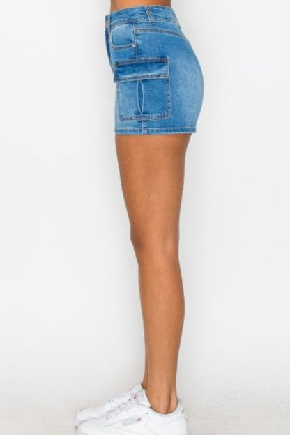 Denim Cargo Pocket Shorts