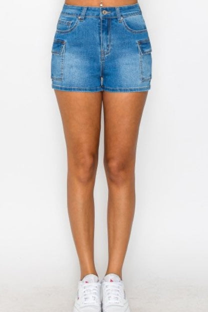Denim Cargo Pocket Shorts