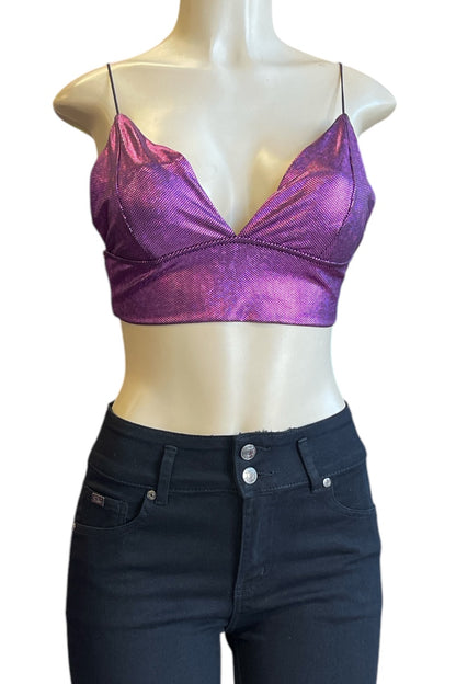 Dotted Metallic Cami Crop Top