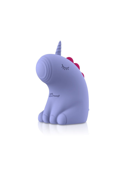 Purple unicorn-shaped toy on a white background