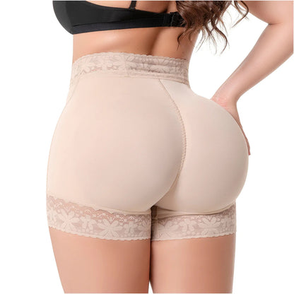 Beige lace-trimmed shaper on a white background