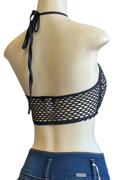 Fishnet Halter Crop Top