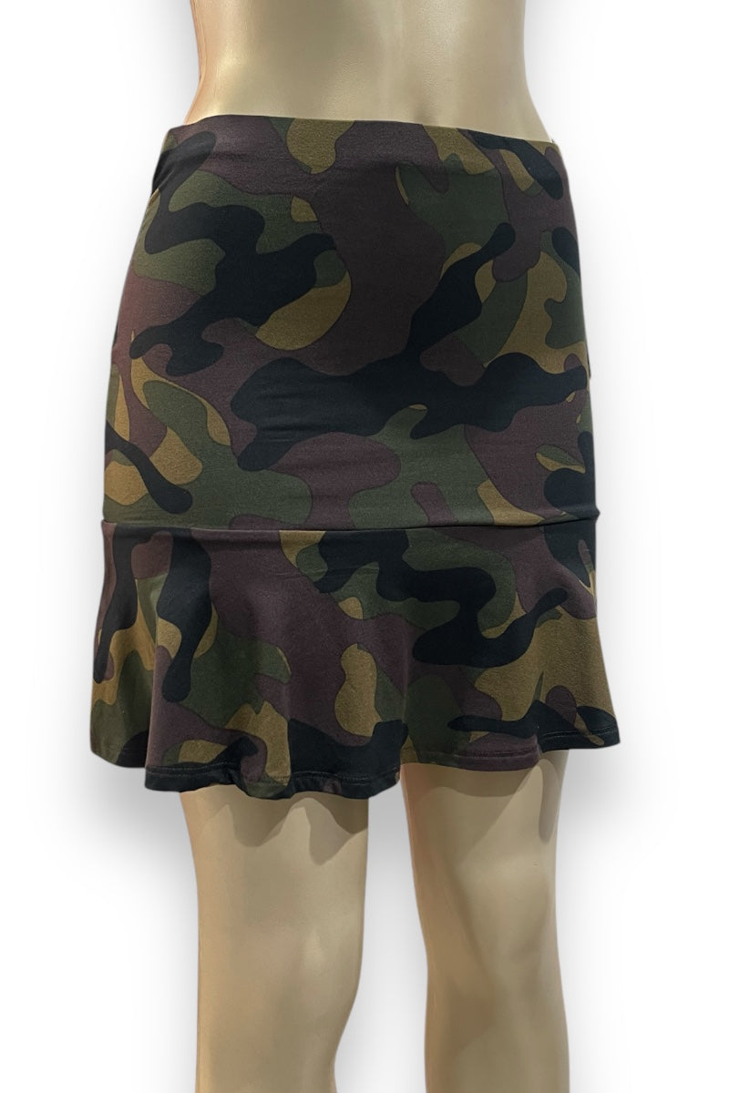 Fit and Flare Print Skirt - Camouflage