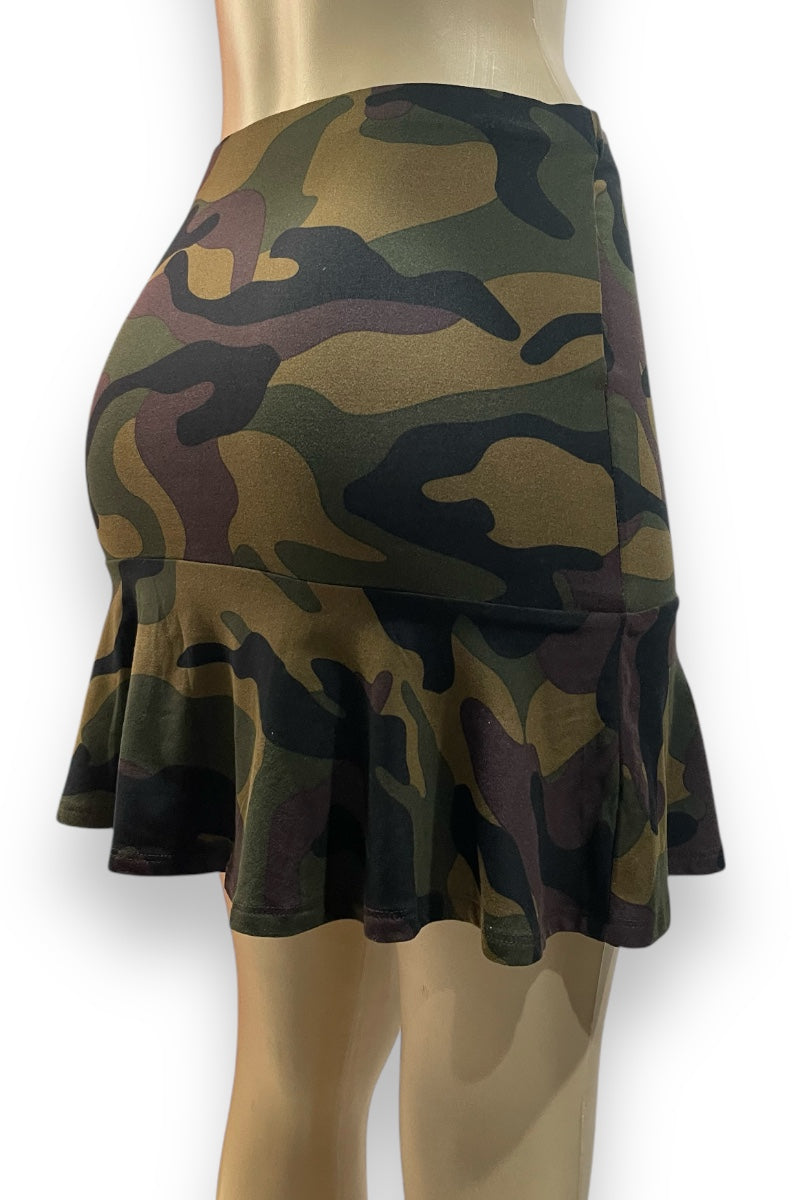 Fit and Flare Print Skirt - Camouflage