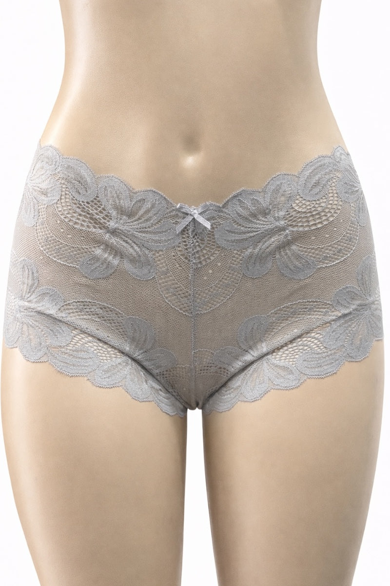 Lace-trimmed underwear on a mannequin against a white background
