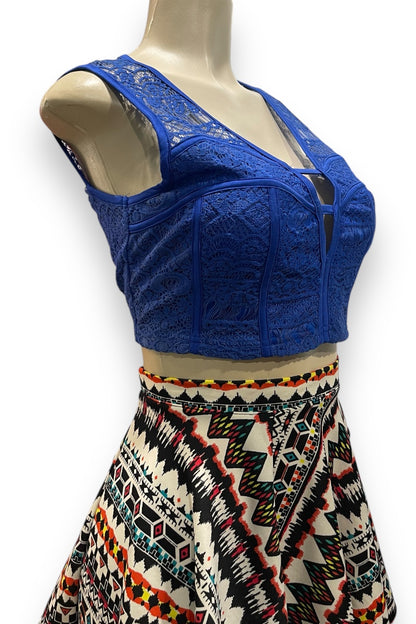 Floral Lace Ladder Cut Crop Top