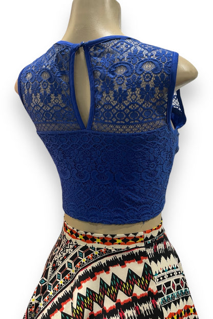 Floral Lace Ladder Cut Crop Top