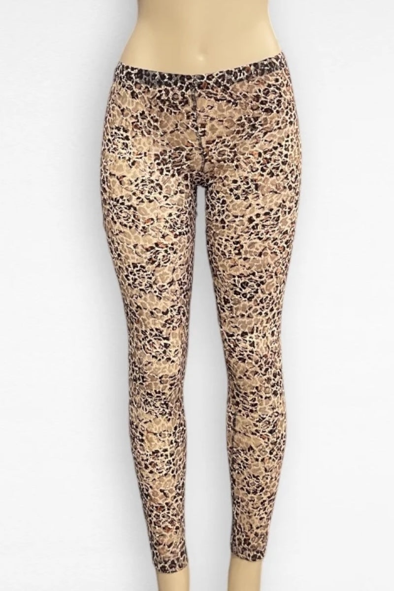 Leopard print leggings on a white background