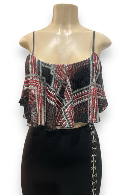 Flowy Plaid Cami Crop Top