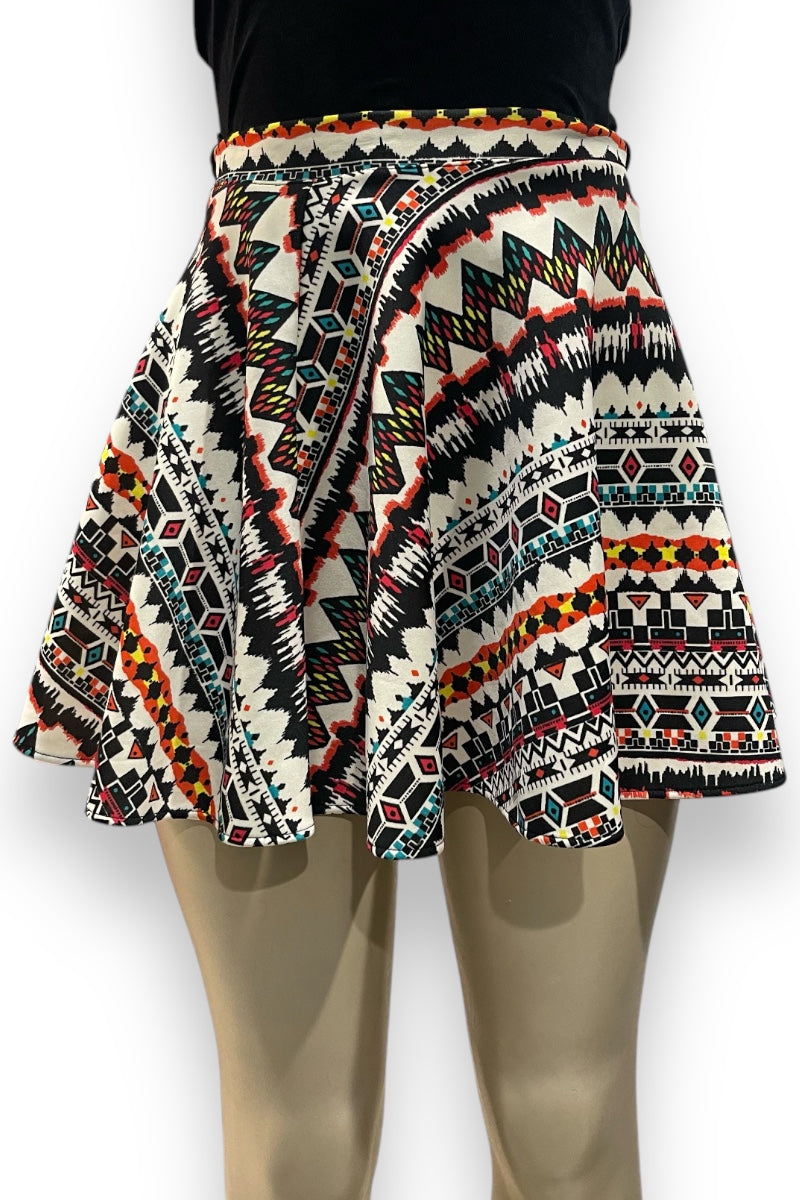 Geometric Pattern Skater Skirt