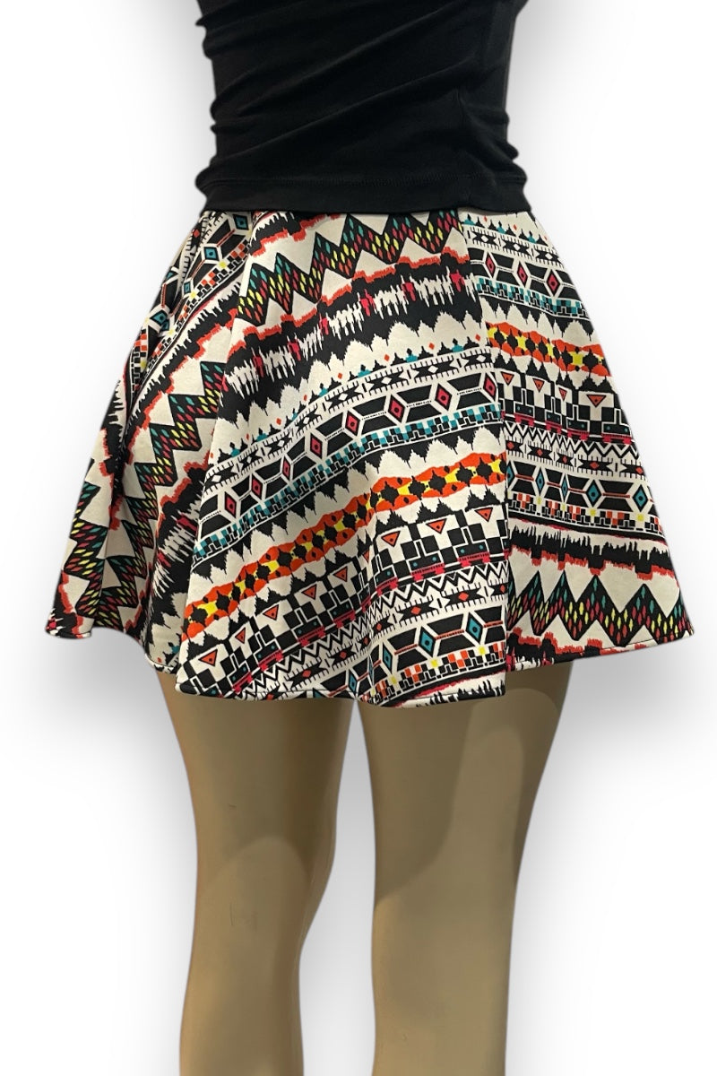 Geometric Pattern Skater Skirt