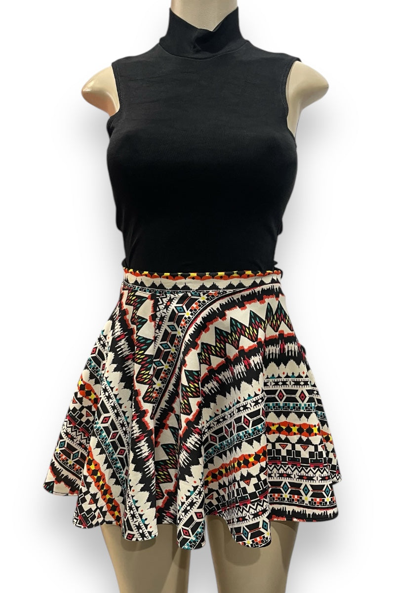 Geometric Pattern Skater Skirt