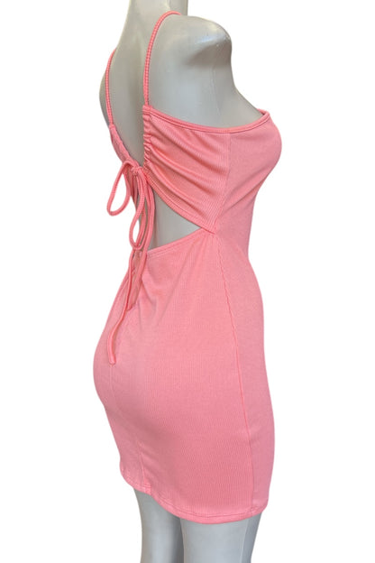 Halter Neck Ribbed Seamless Cut-Out Dress