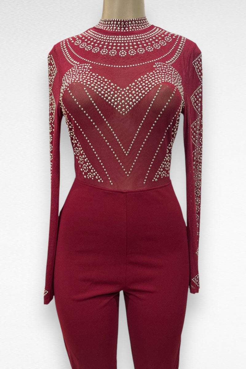 Heart Shaped Studded Long Sleeve Jumpsuit 7