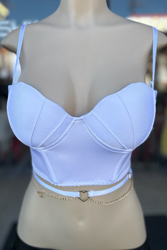 White Crop Top on a mannequin with a blurred background