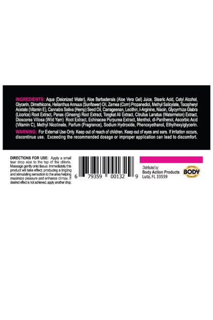 Back label of a product with text and a barcode on a white background
