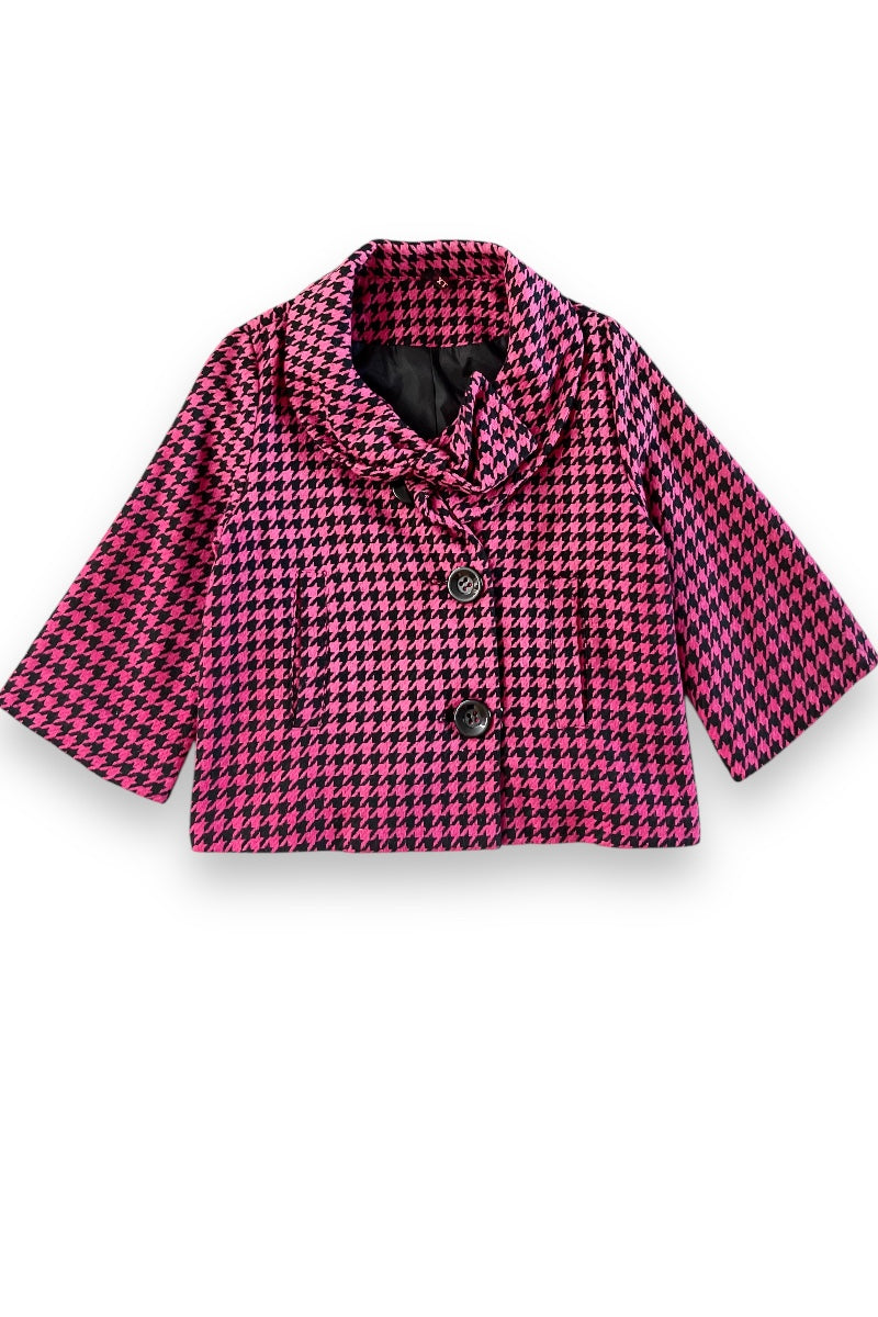 Houndstooth Bow Blazer Jacket