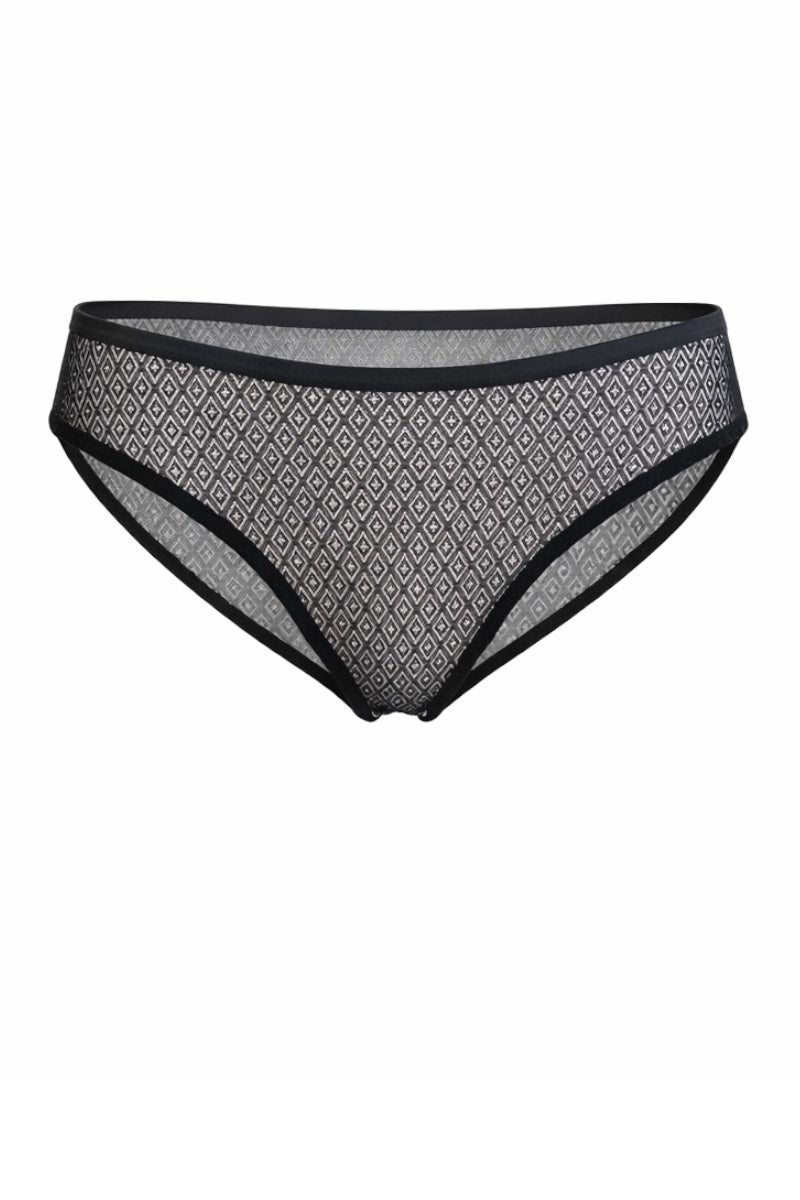 Black patterned underwear on a white background