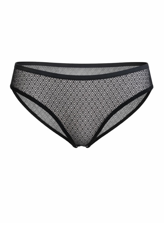 Black patterned underwear on a white background