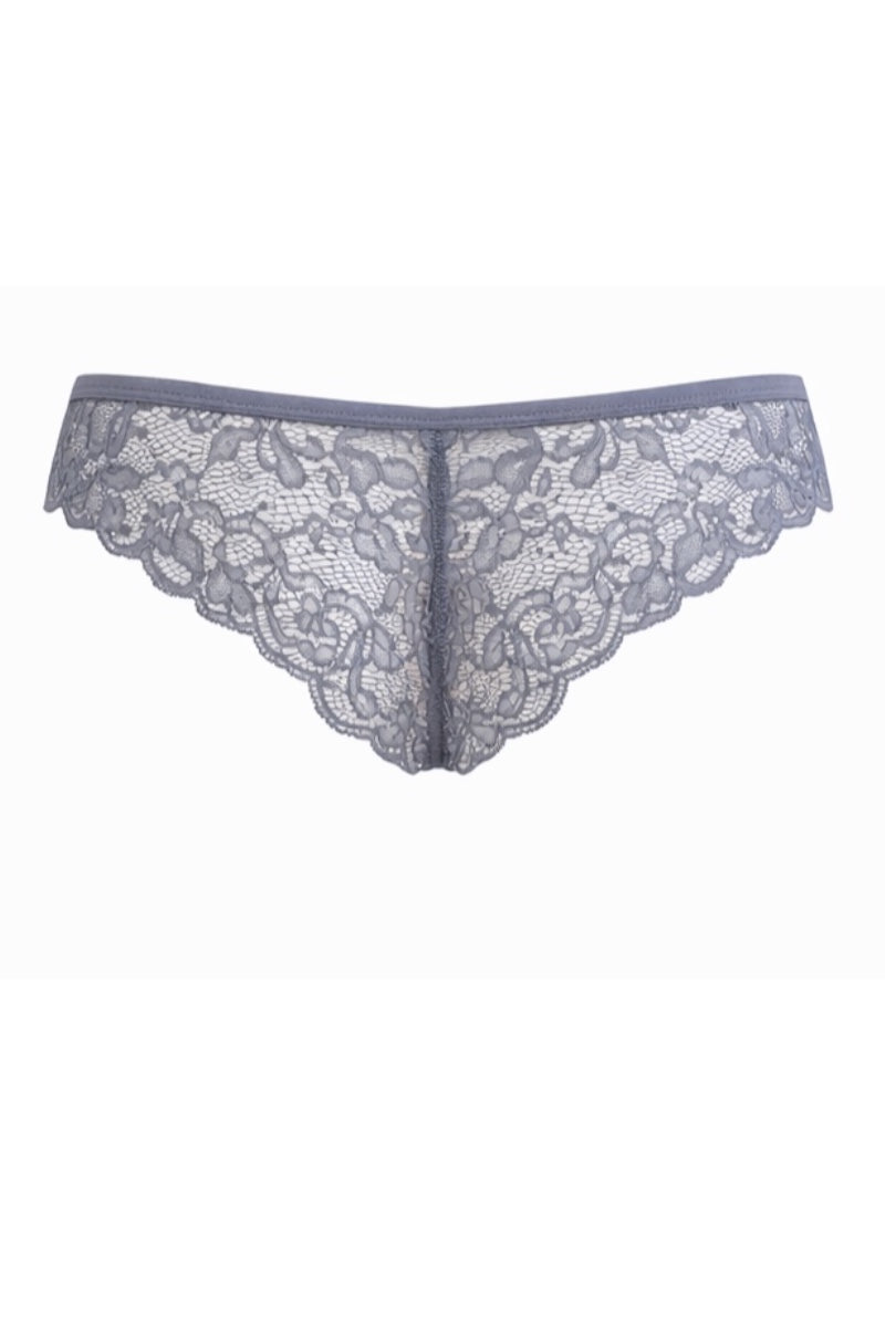 Gray lace underwear on a white background
