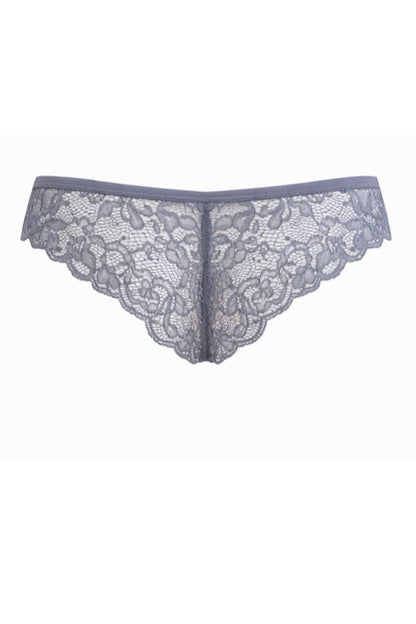 Gray lace underwear on a white background