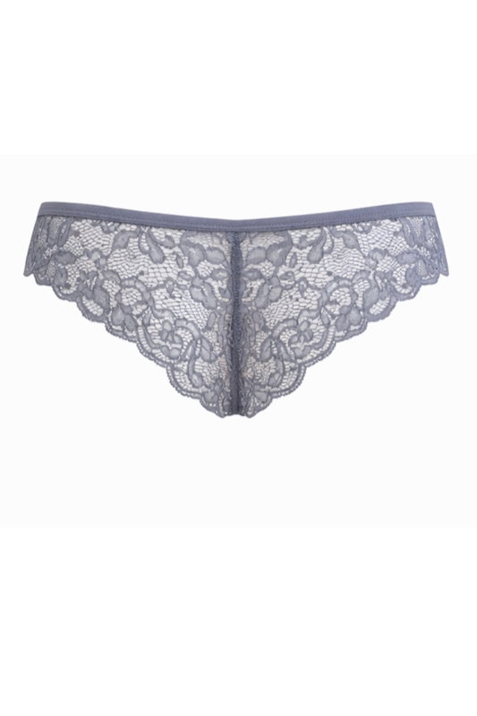 Gray lace underwear on a white background
