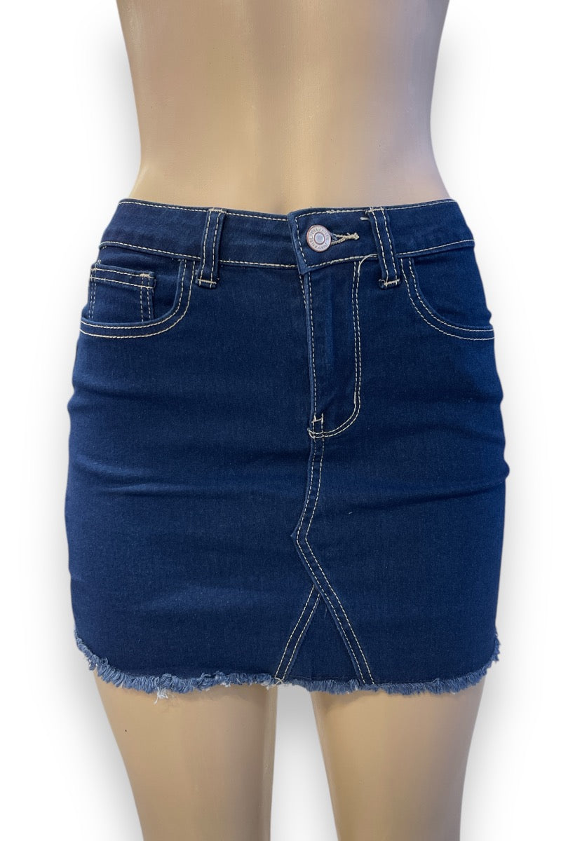 Raw Cut Denim Skirt