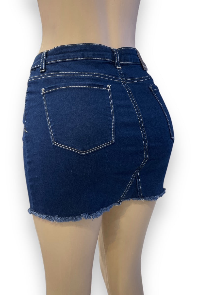 Raw Cut Denim Skirt