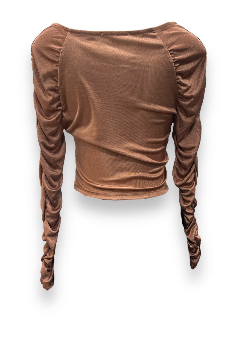 Ruched Long Sleeve Cropped Top