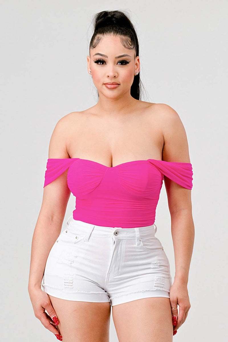 Luxe Mesh Off Shoulder Bodysuit