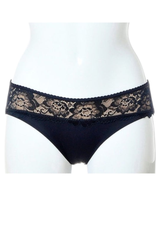 Navy lace underwear on a white mannequin