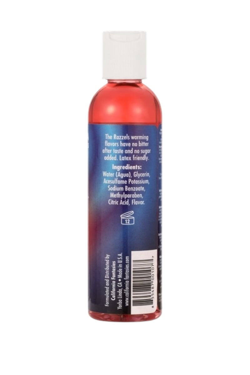 Bottle with red and blue gradient label on a white background