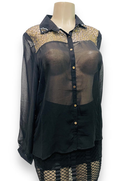 Lace Sheer and Studded Blouse