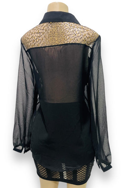 Lace Sheer and Studded Blouse