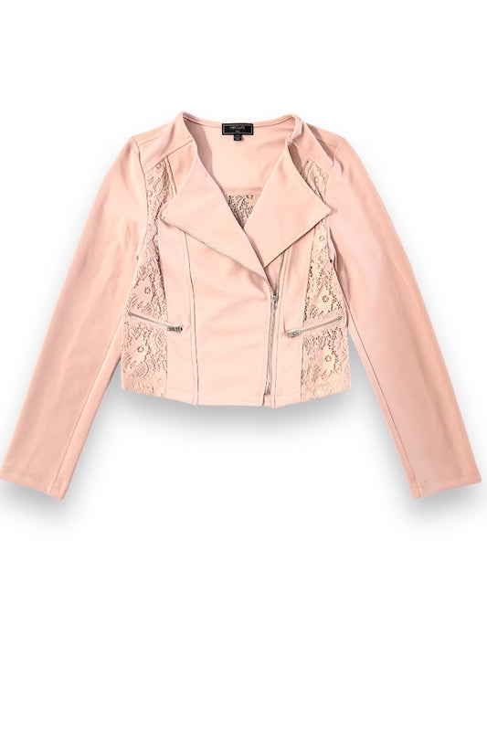 Lace and Crepe Zipper Jacket