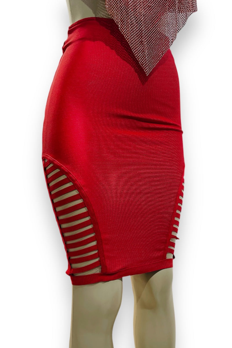 Ladder Cutouts Bandage Pencil Skirt