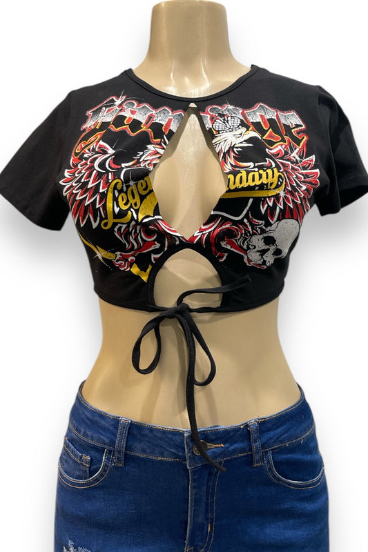 Legendary Cut Out Graphic Cropped Tee