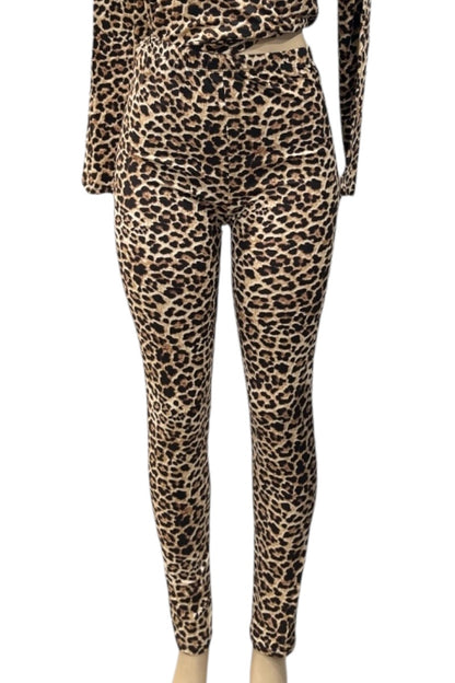 Leopard print pants on a white background