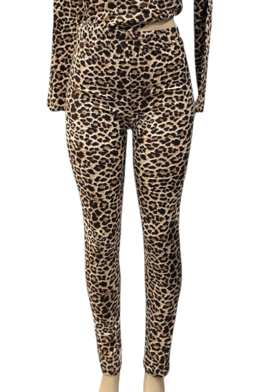 Leopard print pants on a white background