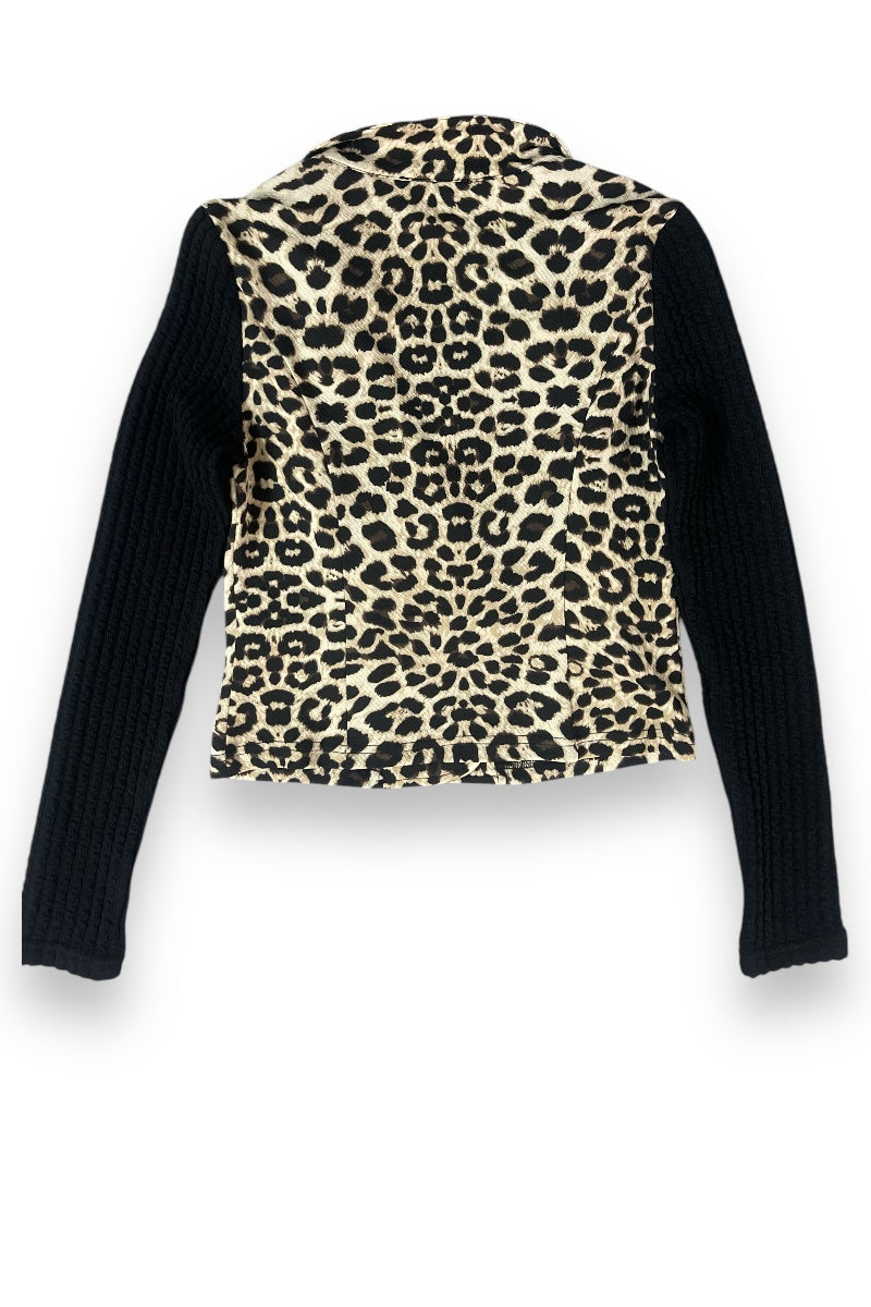 Leopard Print Zipper Biker Jacket