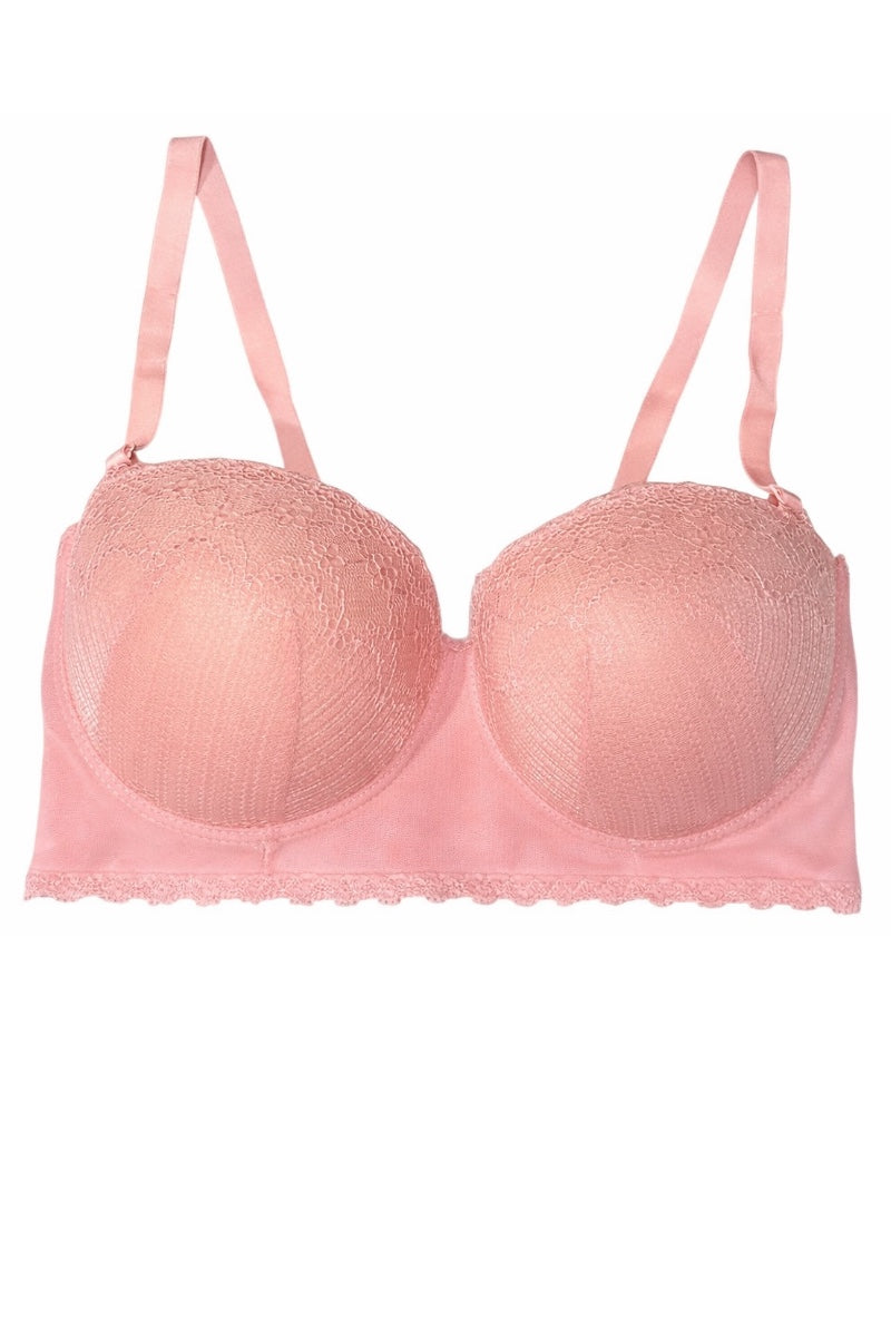 Pink bra on a white background